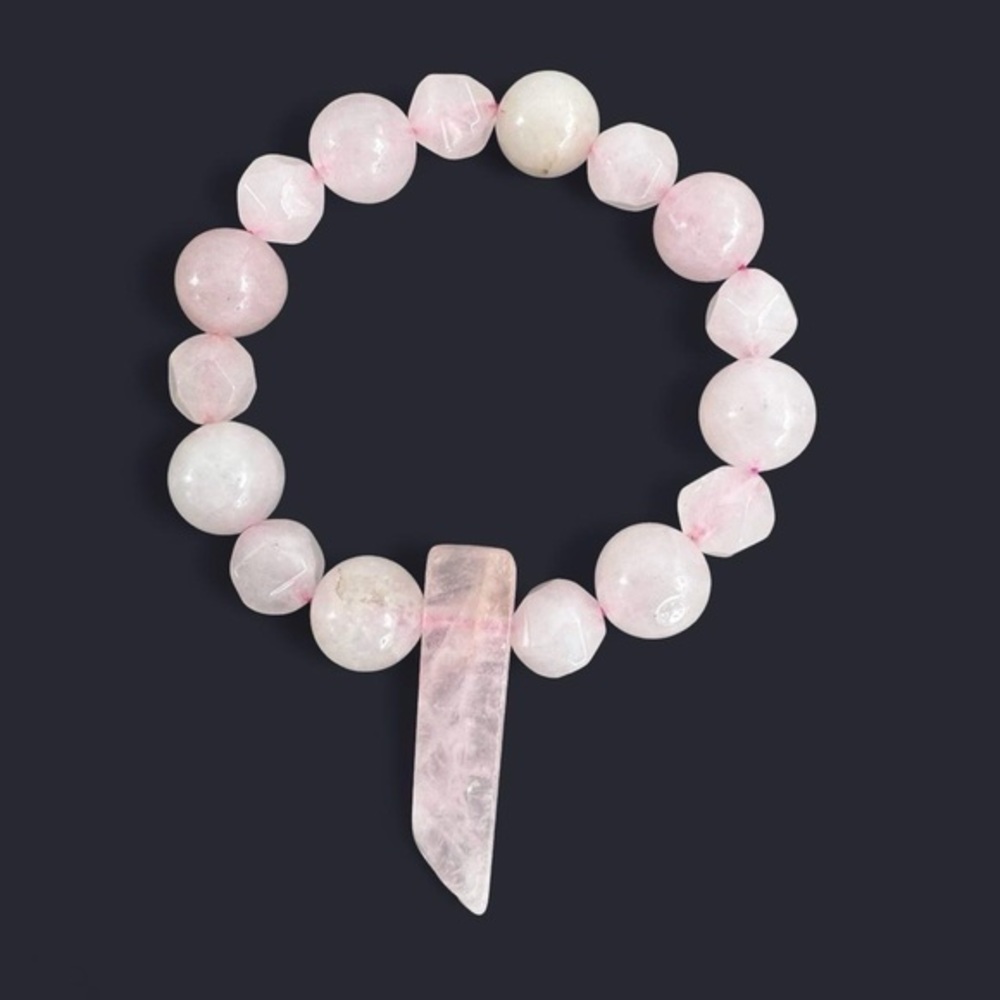 Rose Quartz Crystal Point Bracelet
